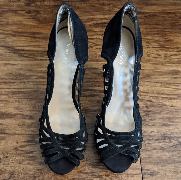 Nine West Black Velvet Suede High Heels - Picture 6 of 6
